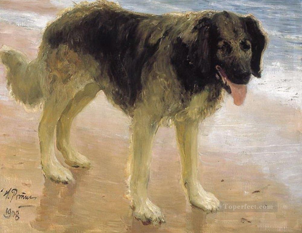 Mann der beste Freund hund 1908 Ilya Repin Ölgemälde